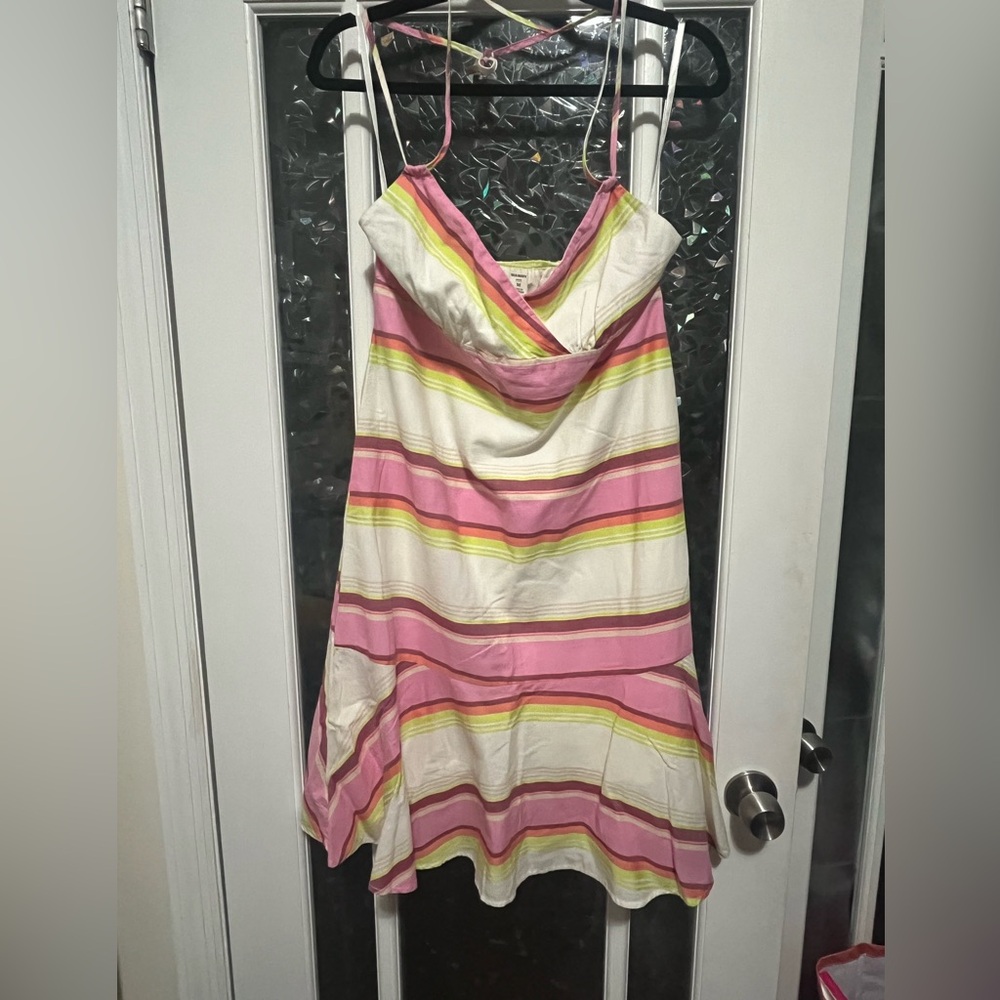 Old Navy Pink and Yellow Striped Dress Size Medium